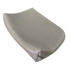 The Row Ash Grey Leather Pouch Clutch, Medium