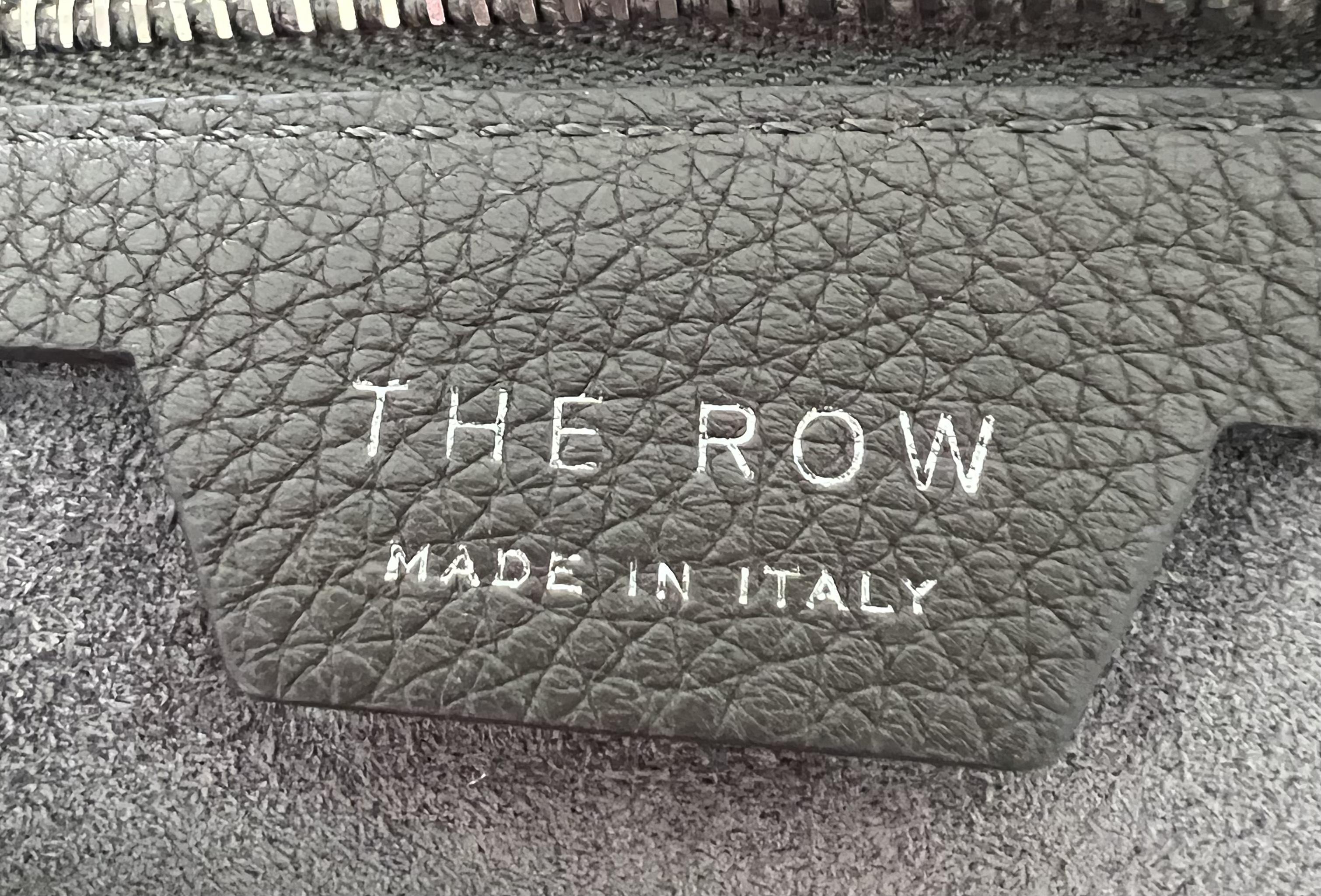 The Row Ash Grey Leather Pouch Clutch, Medium For Sale 1