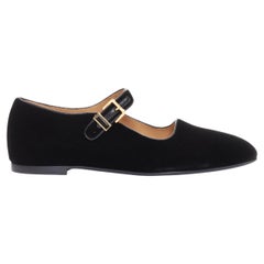 The Row Ava – flache Schuhe aus schwarzem Samt mit Obsidian-Steinen und goldenen Beschlägen – EU 37,5