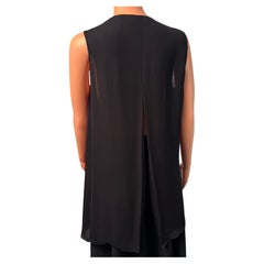 The Row Bacco Tunic Misshapen Silk XS Black Pockets sheer open back split shirt