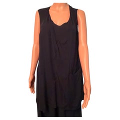 The Row Bacco Tunic Misshapen Silk XS Black Pockets sheer open back split shirt
