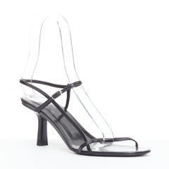 THE ROW Bare black minimal leather strap spool heel sandals EU37