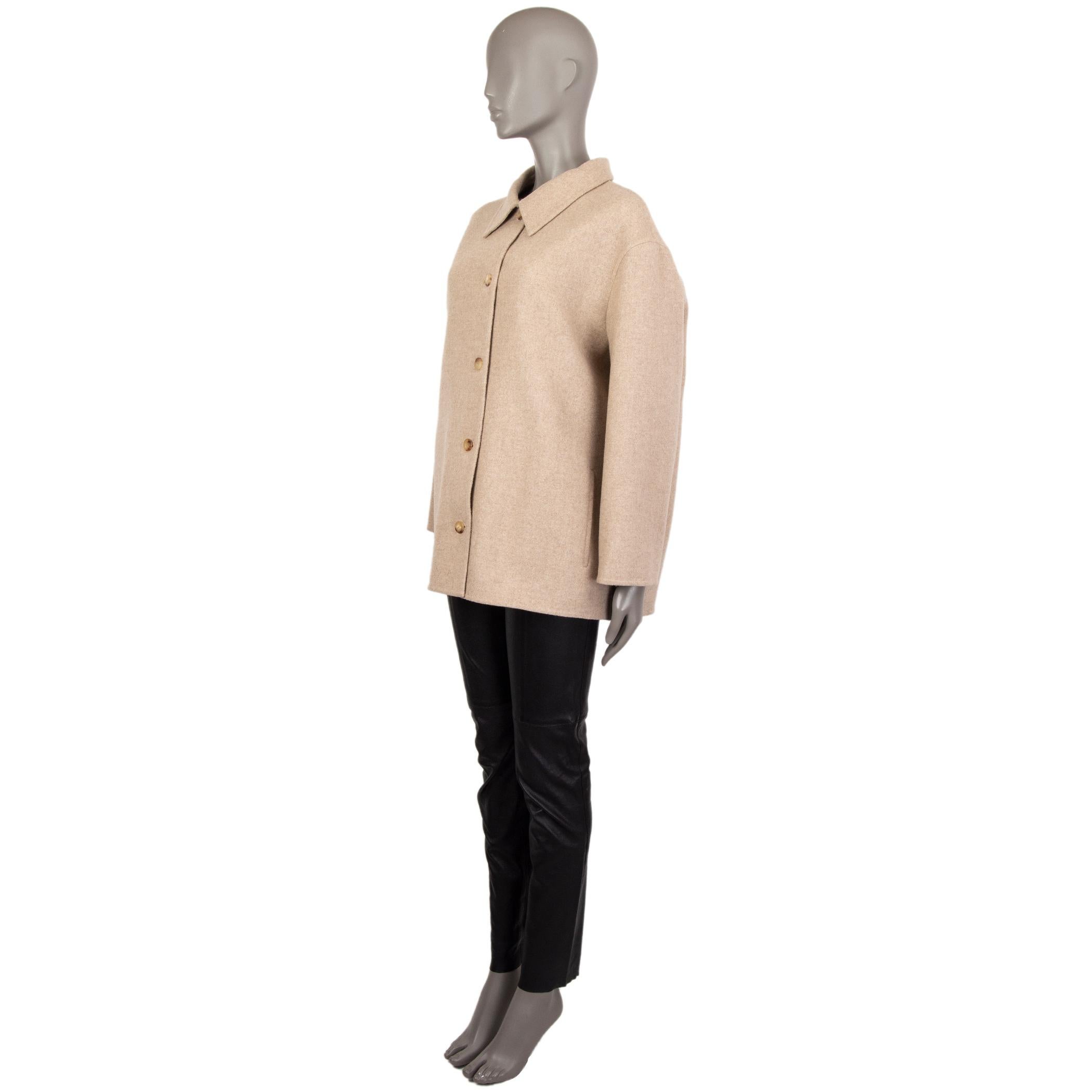 Beige THE ROW beige cashmere SINGE BREASTED Coat Jacket L For Sale