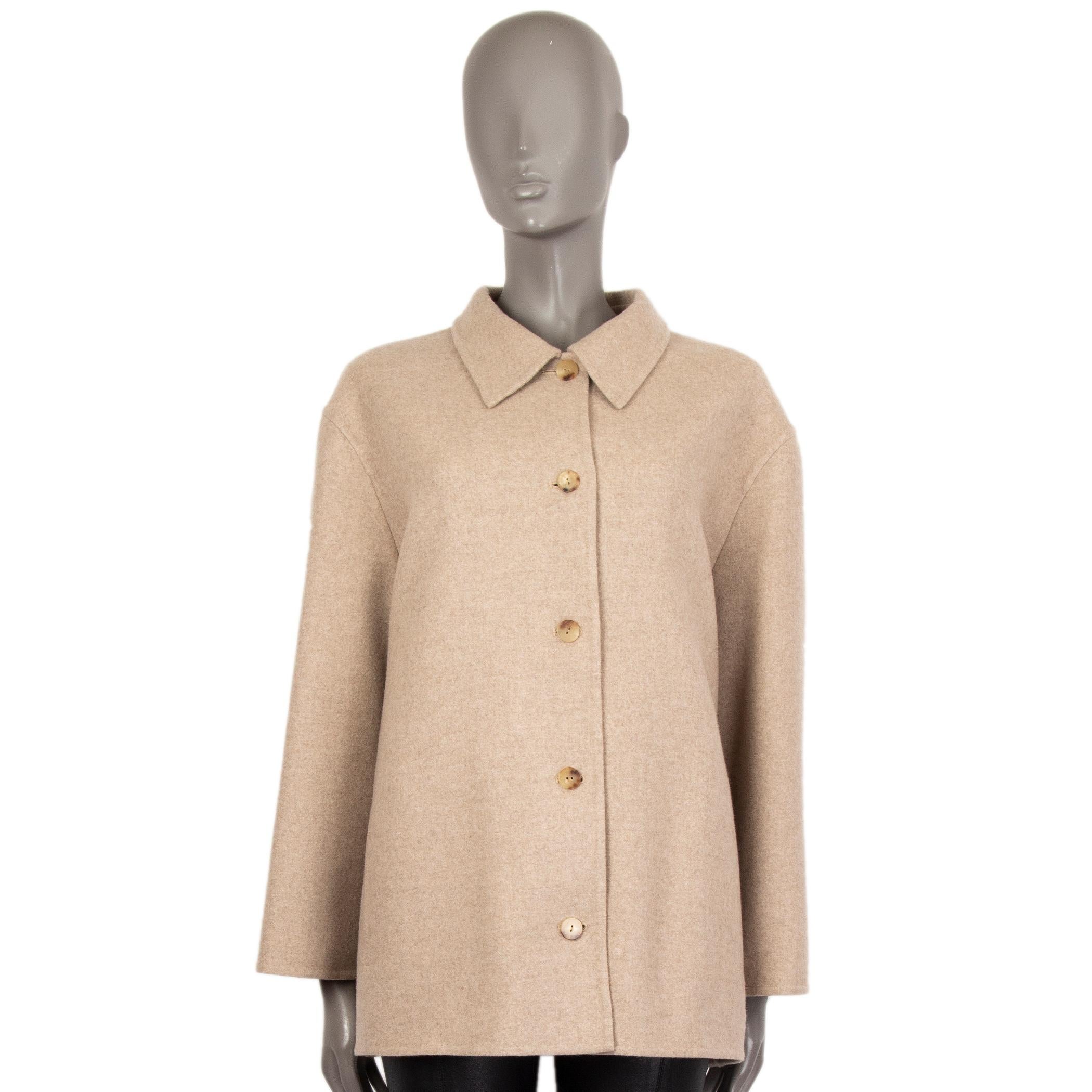 Women's THE ROW beige cashmere SINGE BREASTED Coat Jacket L For Sale