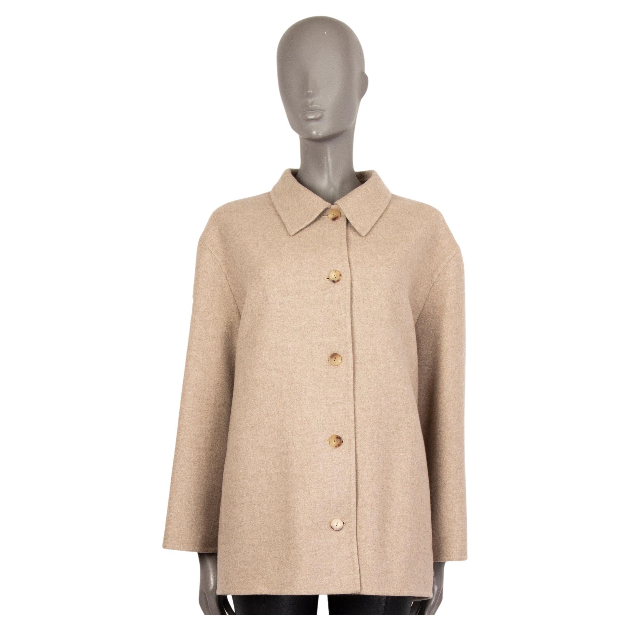 THE ROW beige cashmere SINGE BREASTED Coat Jacket L For Sale