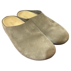 The Row Beige Suede Hugo Mules