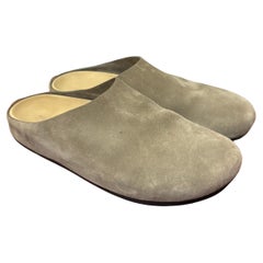 The Row Beige Suede Hugo Mules
