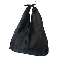 The Row Bindle Black Pleated Silk-Organza Hobo Shoulder Bag Rare Knot Top
