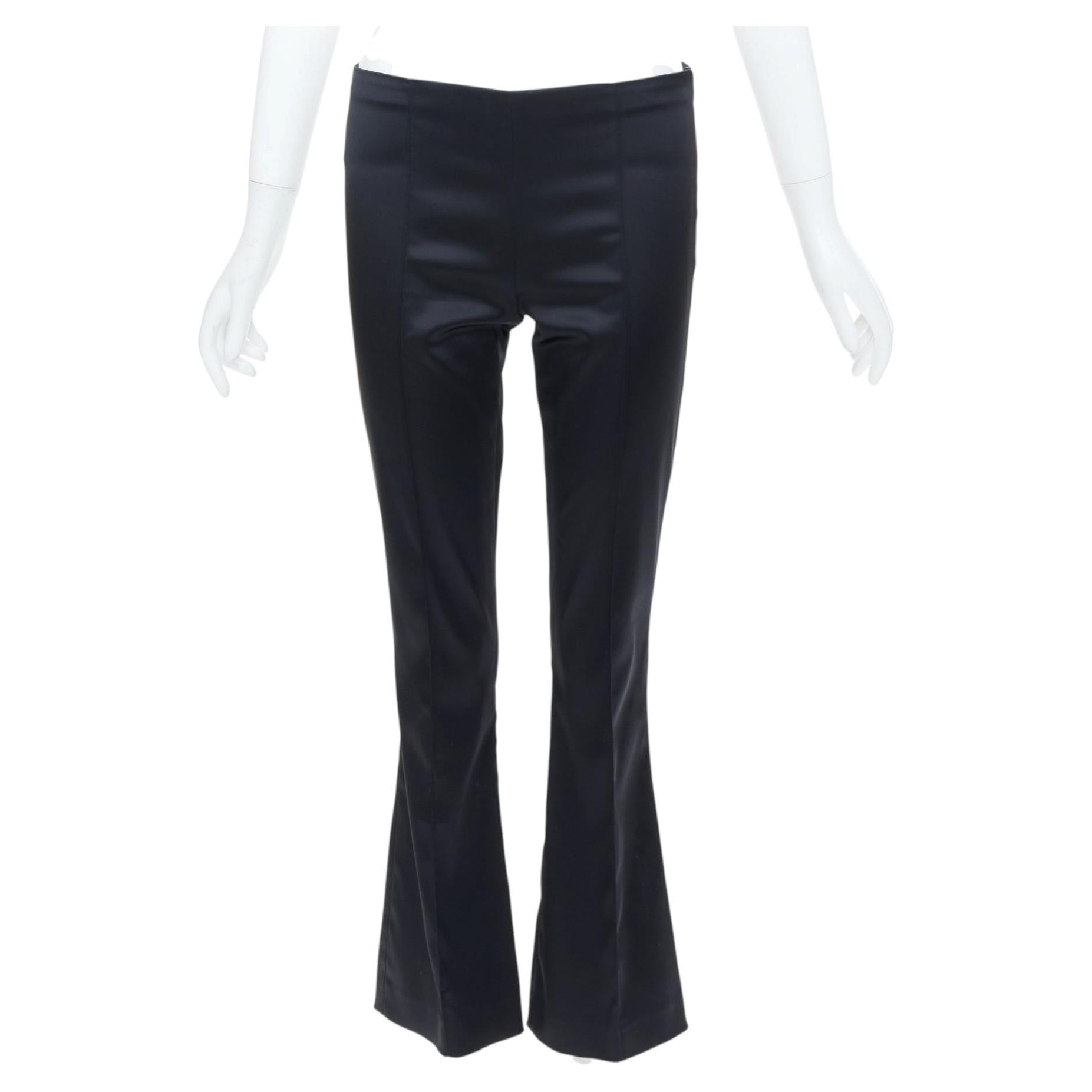 Pre-owned The Row Black Acetate Blend Satin Pintuck Crease Bootcut Trousers Pant Us2 Xs