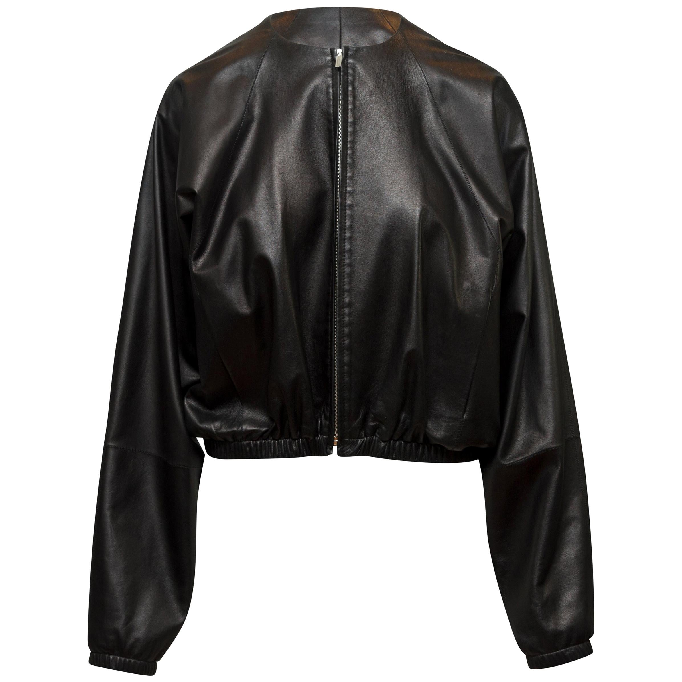 The Row Black Batwing Leather Jacket