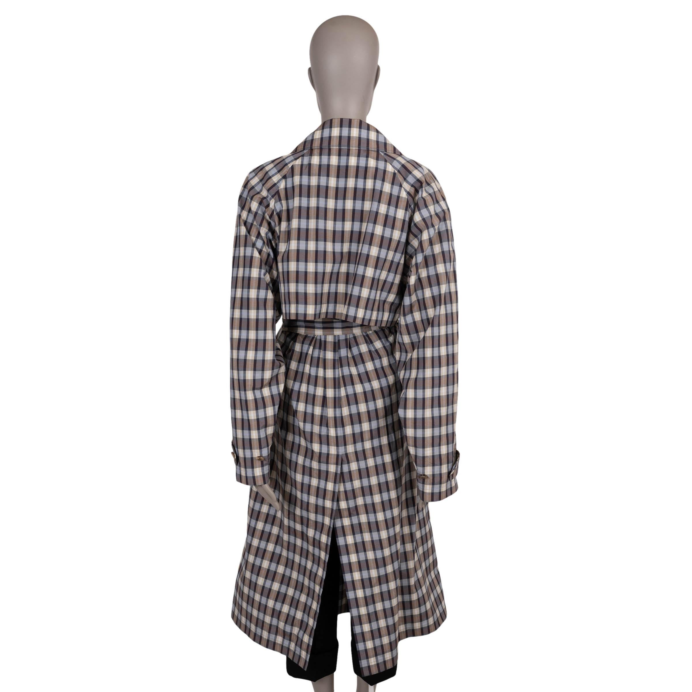 THE ROW black & beige silk blend 2025 DELANCY OVERSIZED TRENCH Coat Jacket 36 Gris en venta