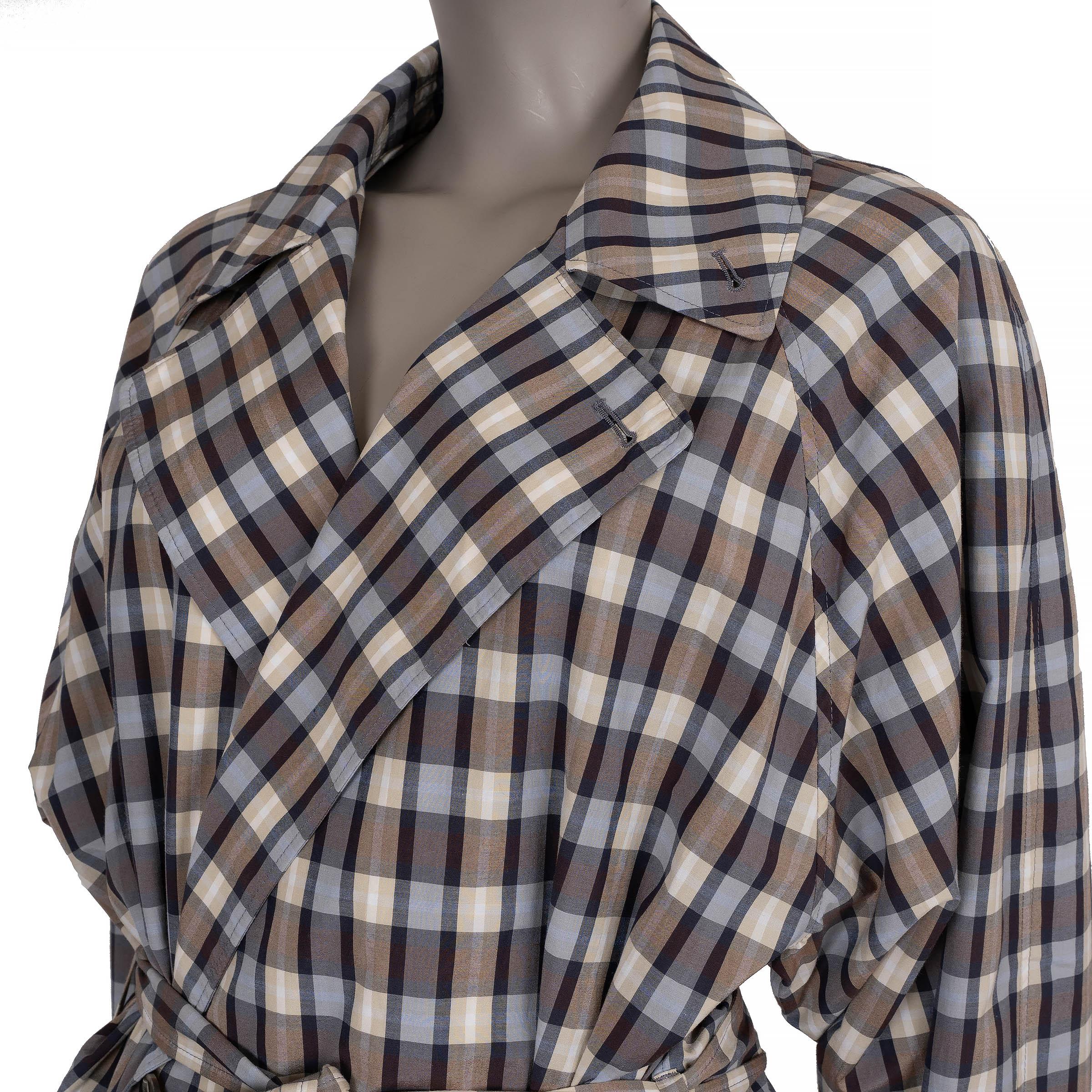 THE ROW black & beige silk blend 2025 DELANCY OVERSIZED TRENCH Coat Jacket 36 en venta 1