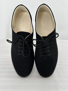 The Row Black Canvas White Leather Lined Laced Front Sneakers 37
