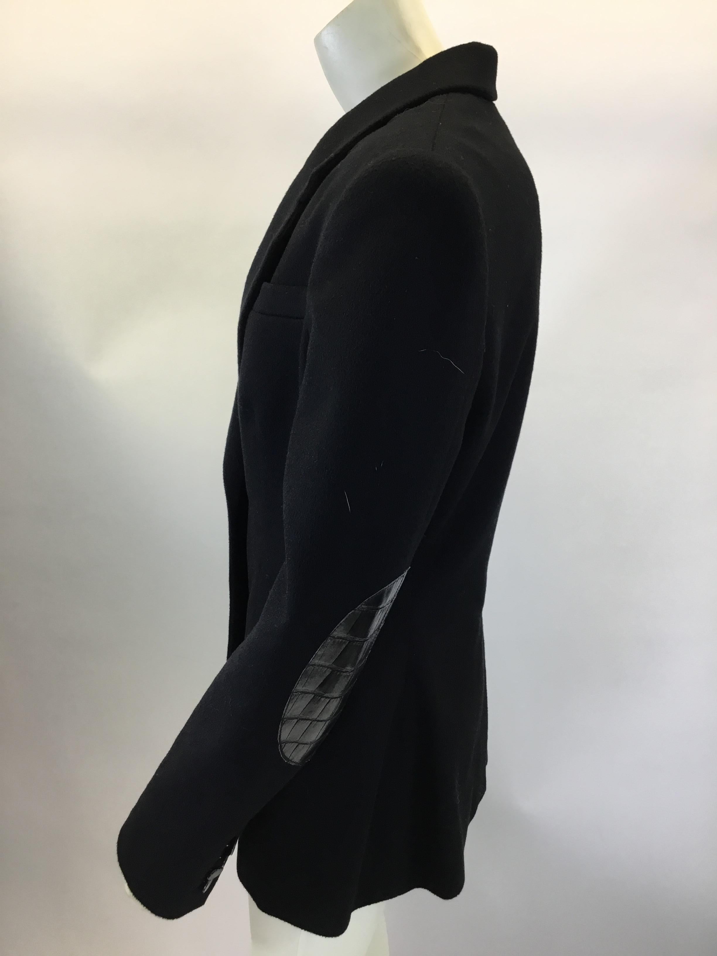 Women's The Row Black Cashmere Jacket with Leather Elbow Patches For Sale
