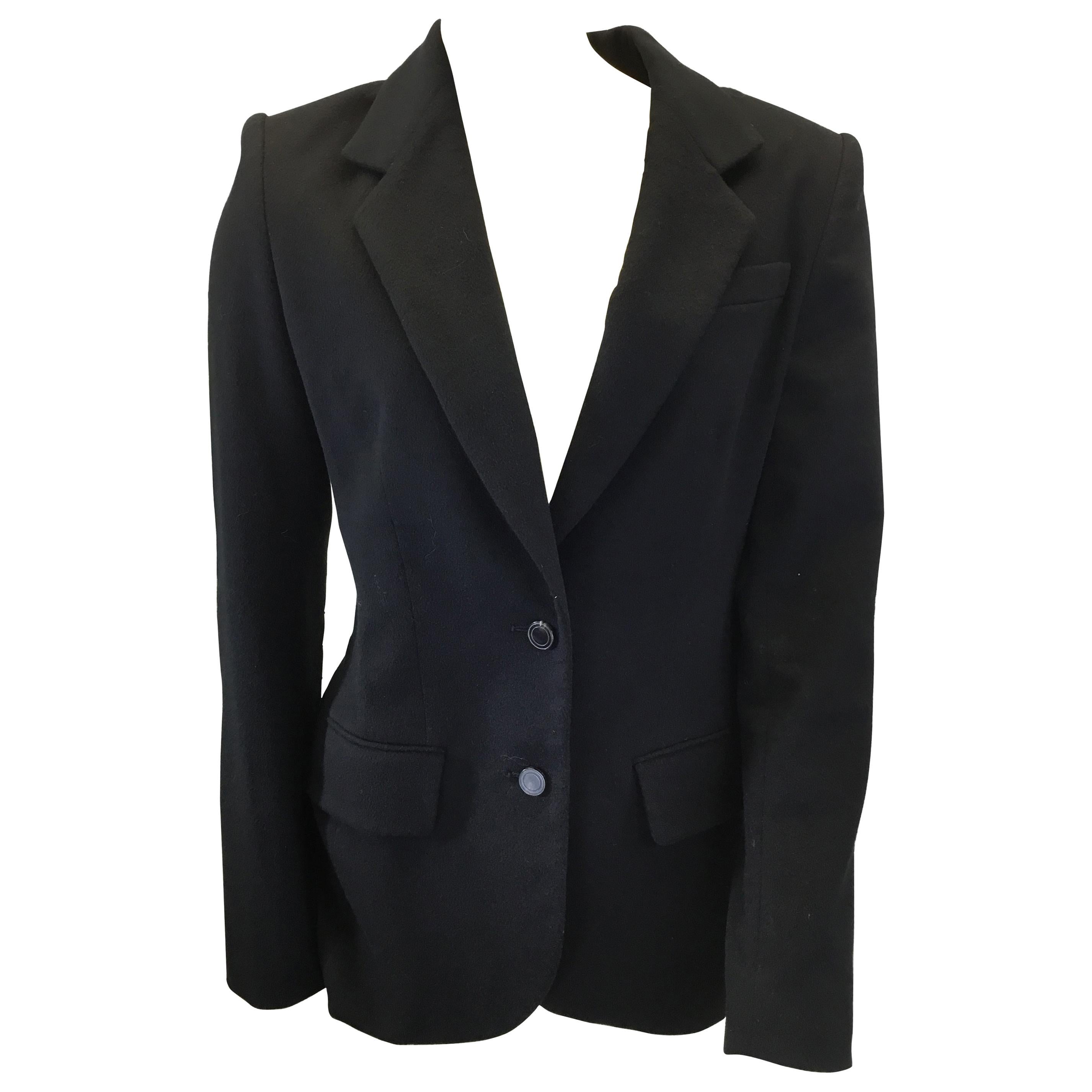 The Row Black Cashmere Jacket with Leather Elbow Patches For Sale