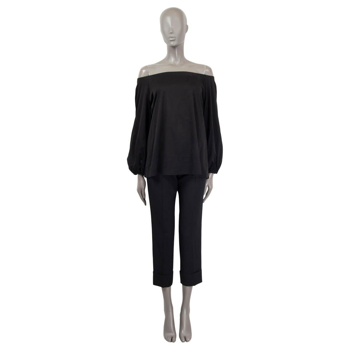 THE ROW Schwarzes PEPPER OVERSIZED OFF SHOULDER 3/4-Ärmel-Blusehemd aus Baumwolle im Angebot 1