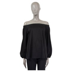 THE ROW black cotton PEPPER OVERSIZED OFF SHOULDER 3/4 Sleeve Blouse Shirt S