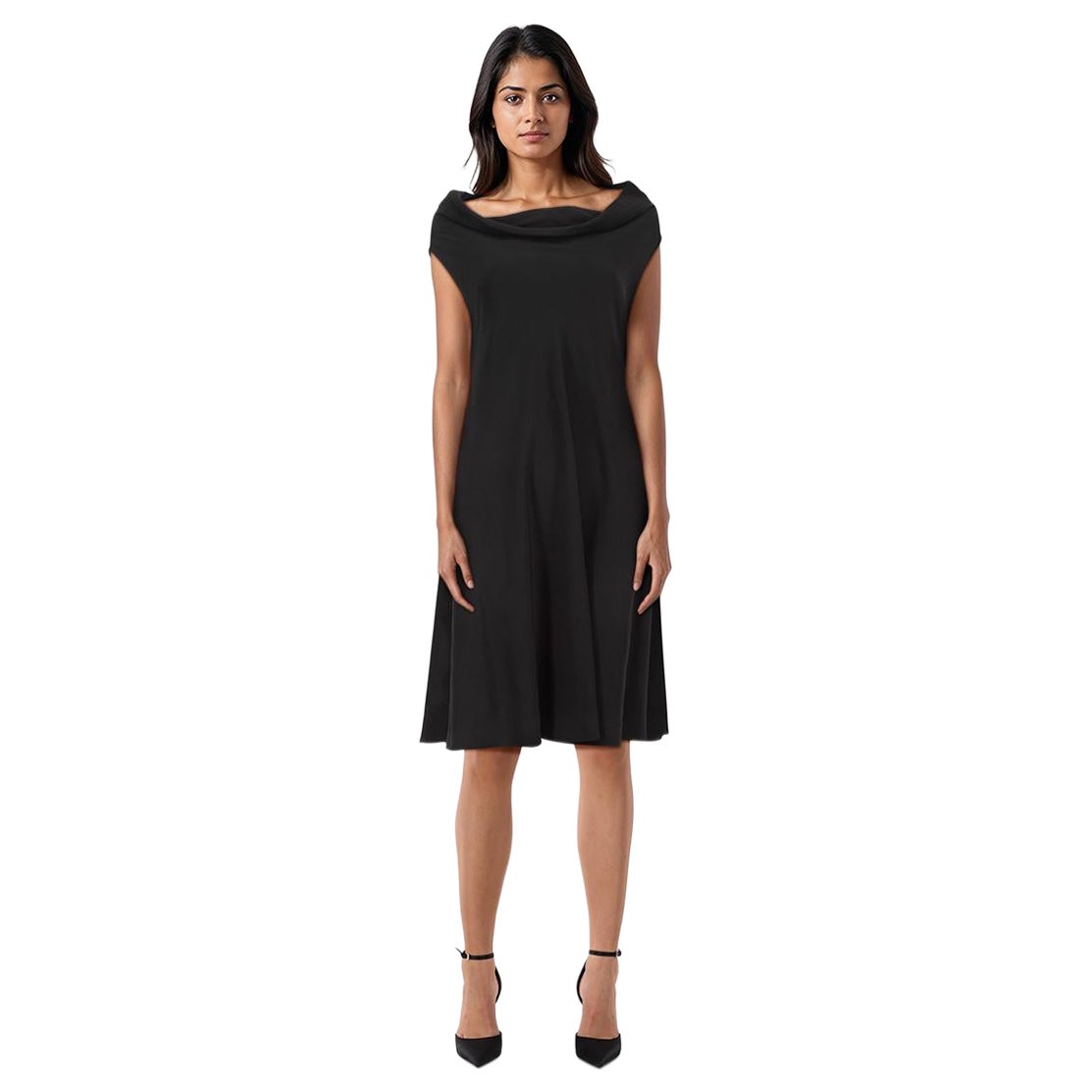 The Row Black Cowl Neck Loose Fit Dress Size M