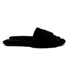 The Row Black Ellen mink-fur slides - Size 38