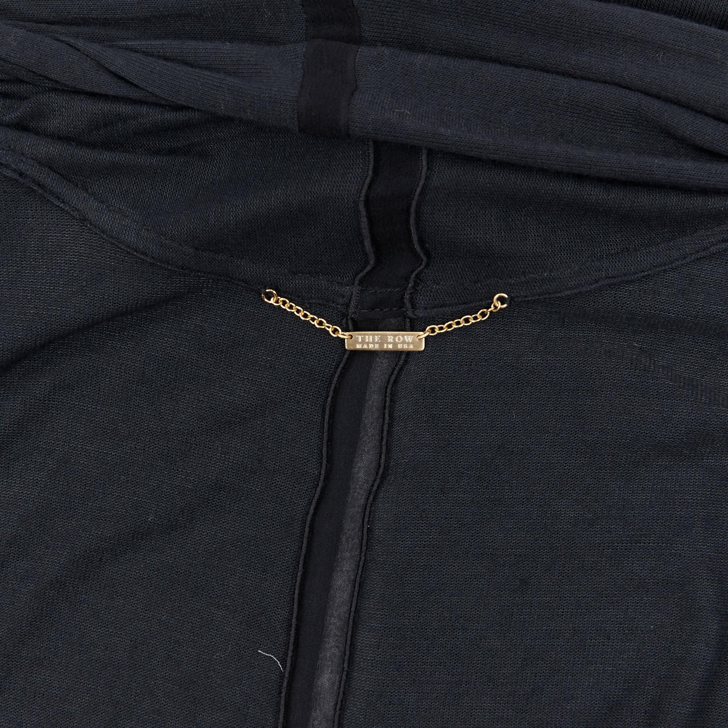 THE ROW black fine cotton sheer silk panel insert long line draped vest S 5