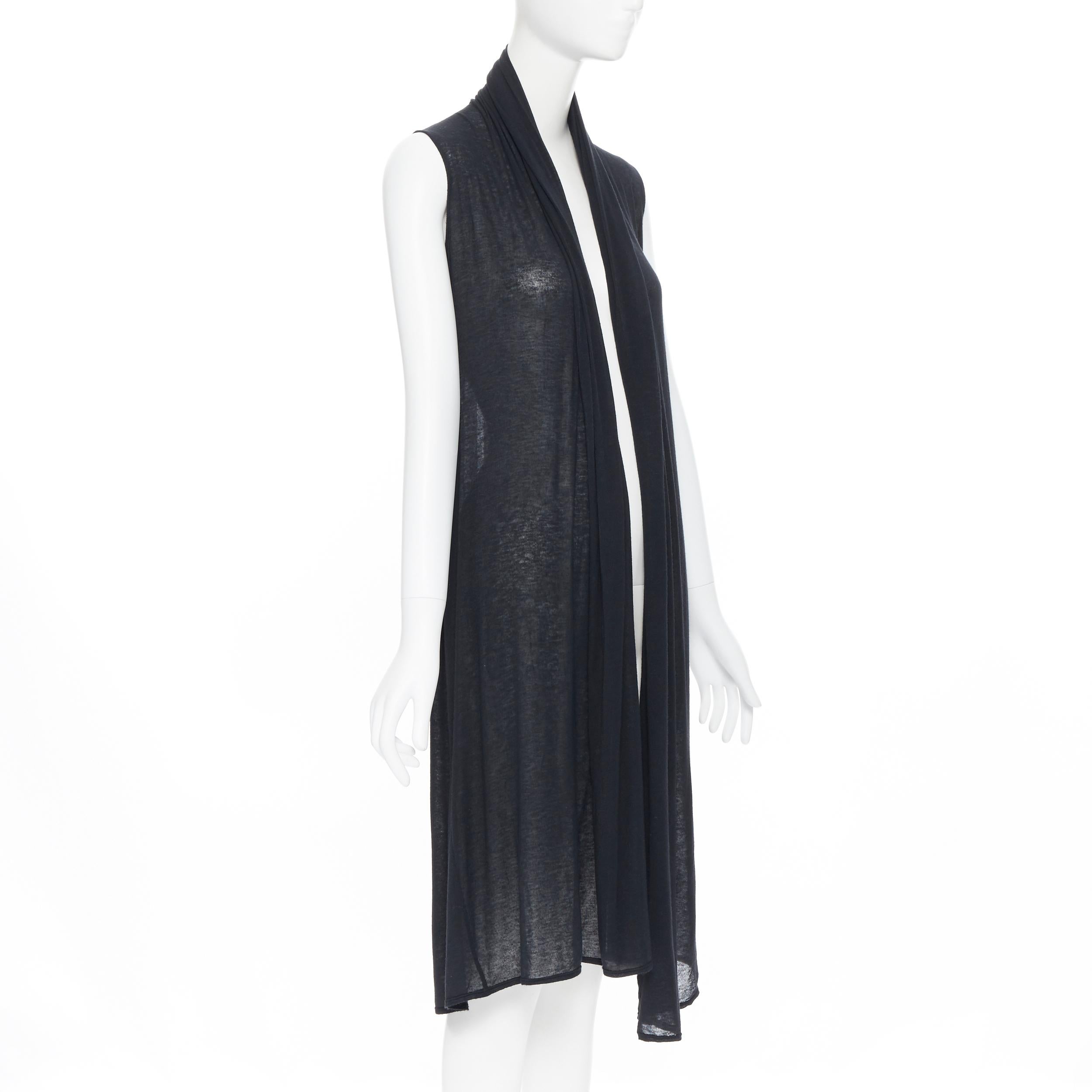 THE ROW black fine cotton sheer silk panel insert long line draped vest S In Excellent Condition In Hong Kong, NT