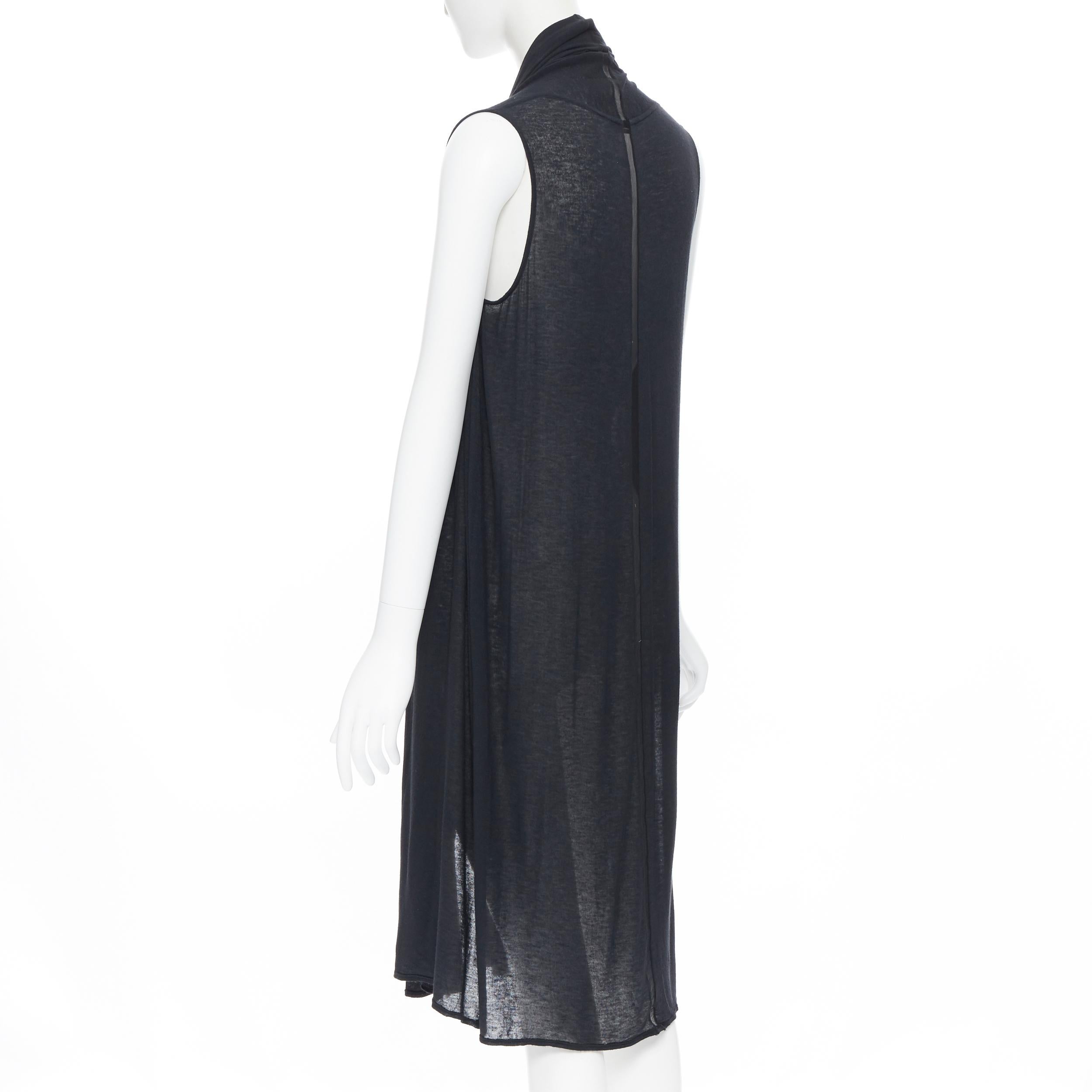 THE ROW black fine cotton sheer silk panel insert long line draped vest S 2