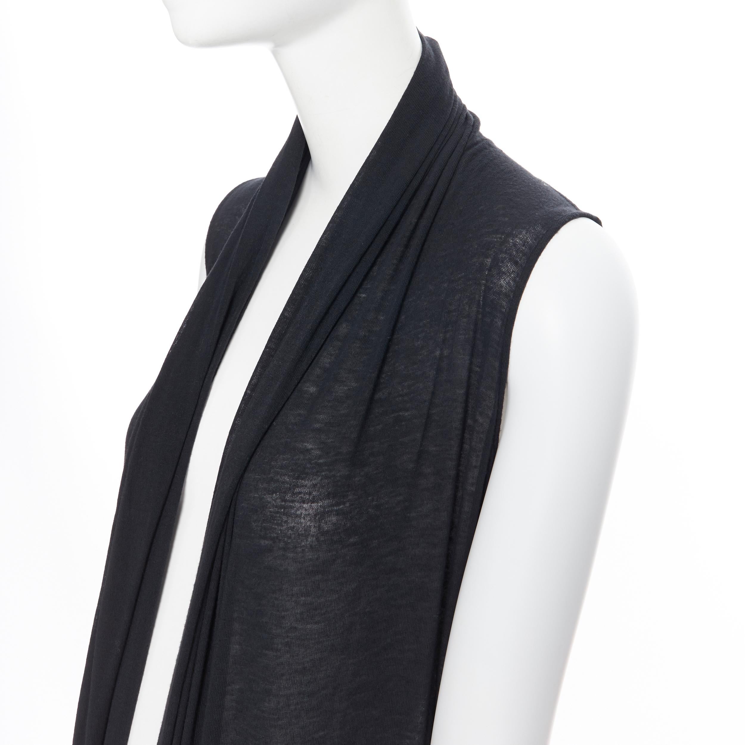 THE ROW black fine cotton sheer silk panel insert long line draped vest S 3