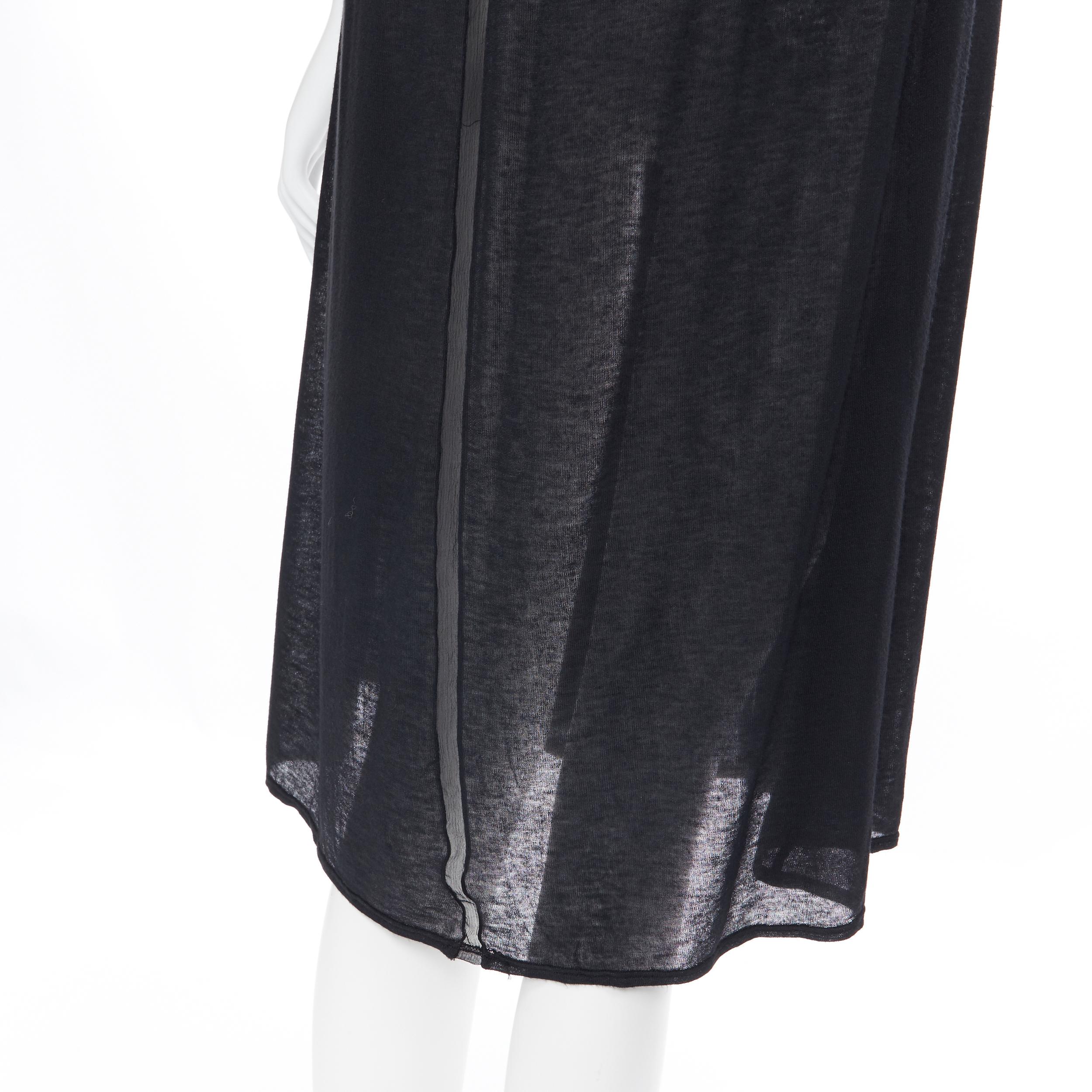 THE ROW black fine cotton sheer silk panel insert long line draped vest S 4