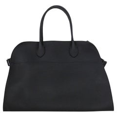 The Row Black Grained Calfskin Leather Soft Margaux 15 Bag
