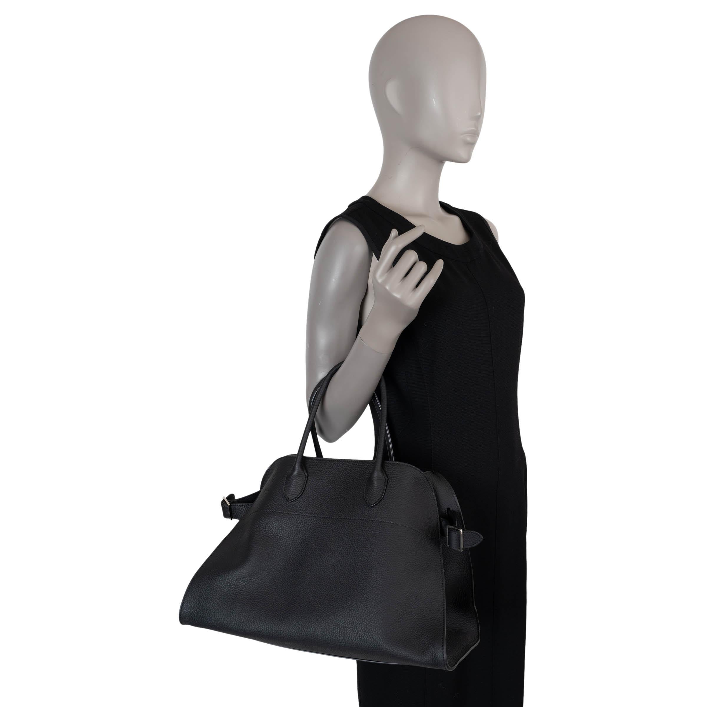THE ROW black grained leather SOFT MARGAUX 15 Tote Bag For Sale 15