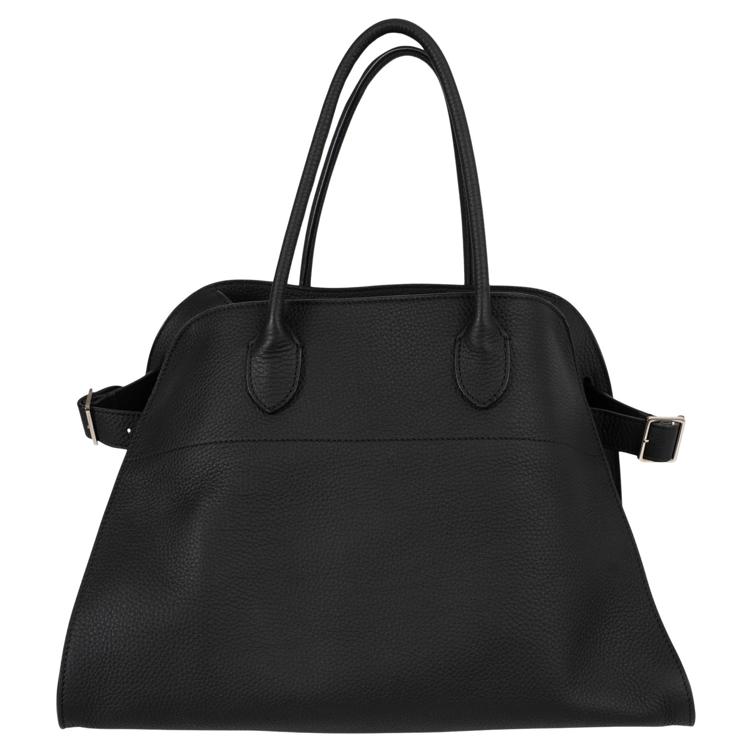 THE ROW black grained leather SOFT MARGAUX 15 Tote Bag