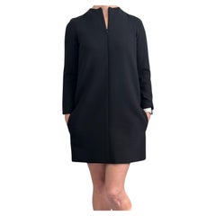 The Row Black Heavy Crepe Retro Zip front Mod Mini Dress Black US 0 Authentic