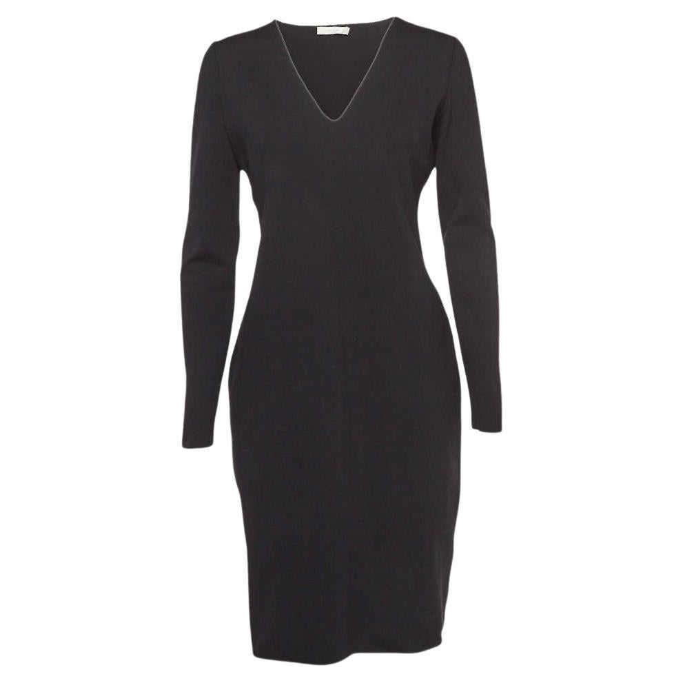 The Row Black Jersey V-Neck Mini Dress L For Sale