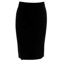The Row Black Lamb Suede Knee-Length Pencil Skirt - Size XS