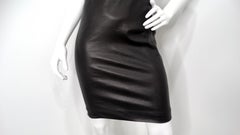 The Row Black Lambskin Leather Mini Dress