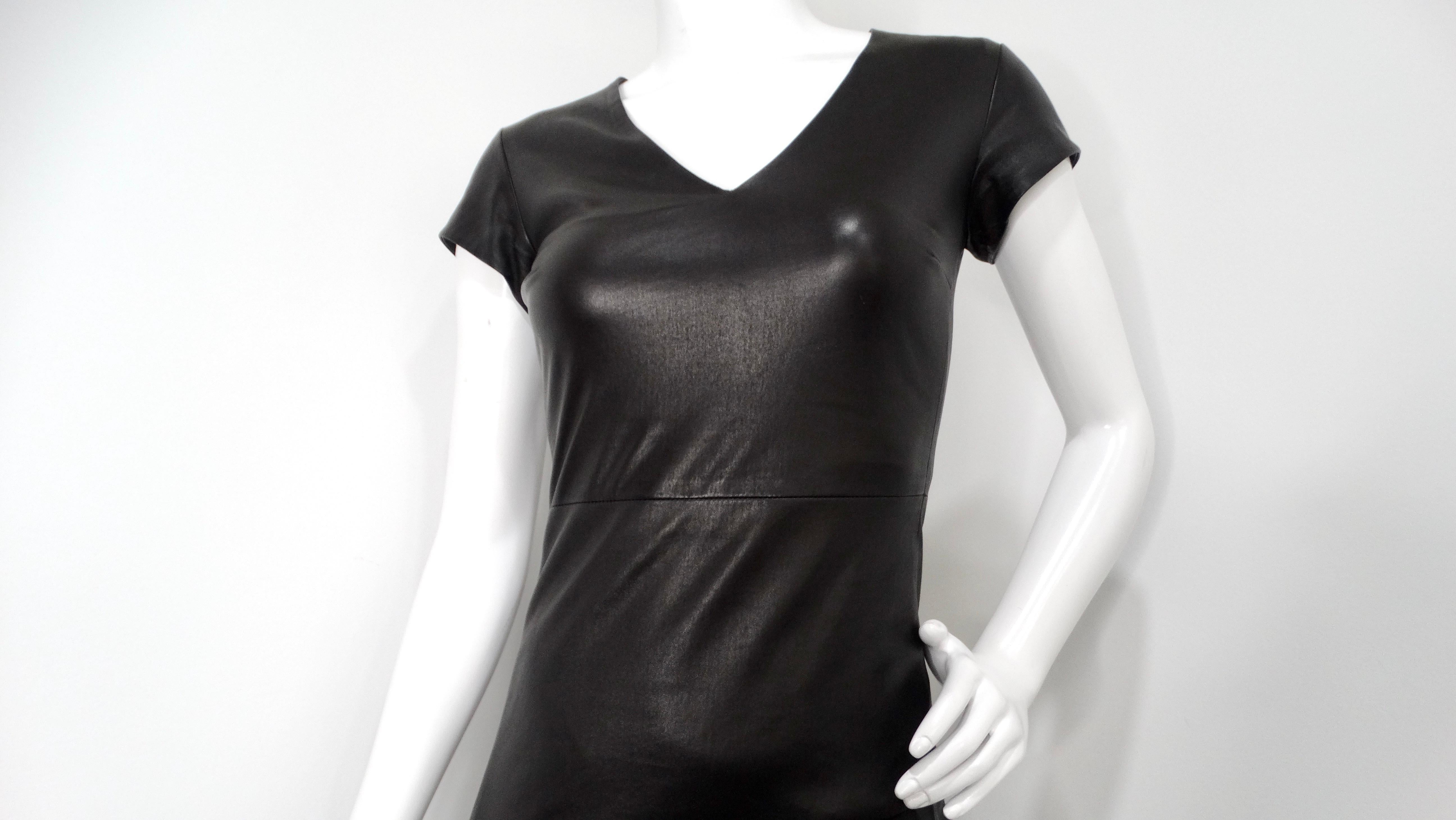 The Row Black Lambskin Leather Mini Dress (Schwarz) im Angebot