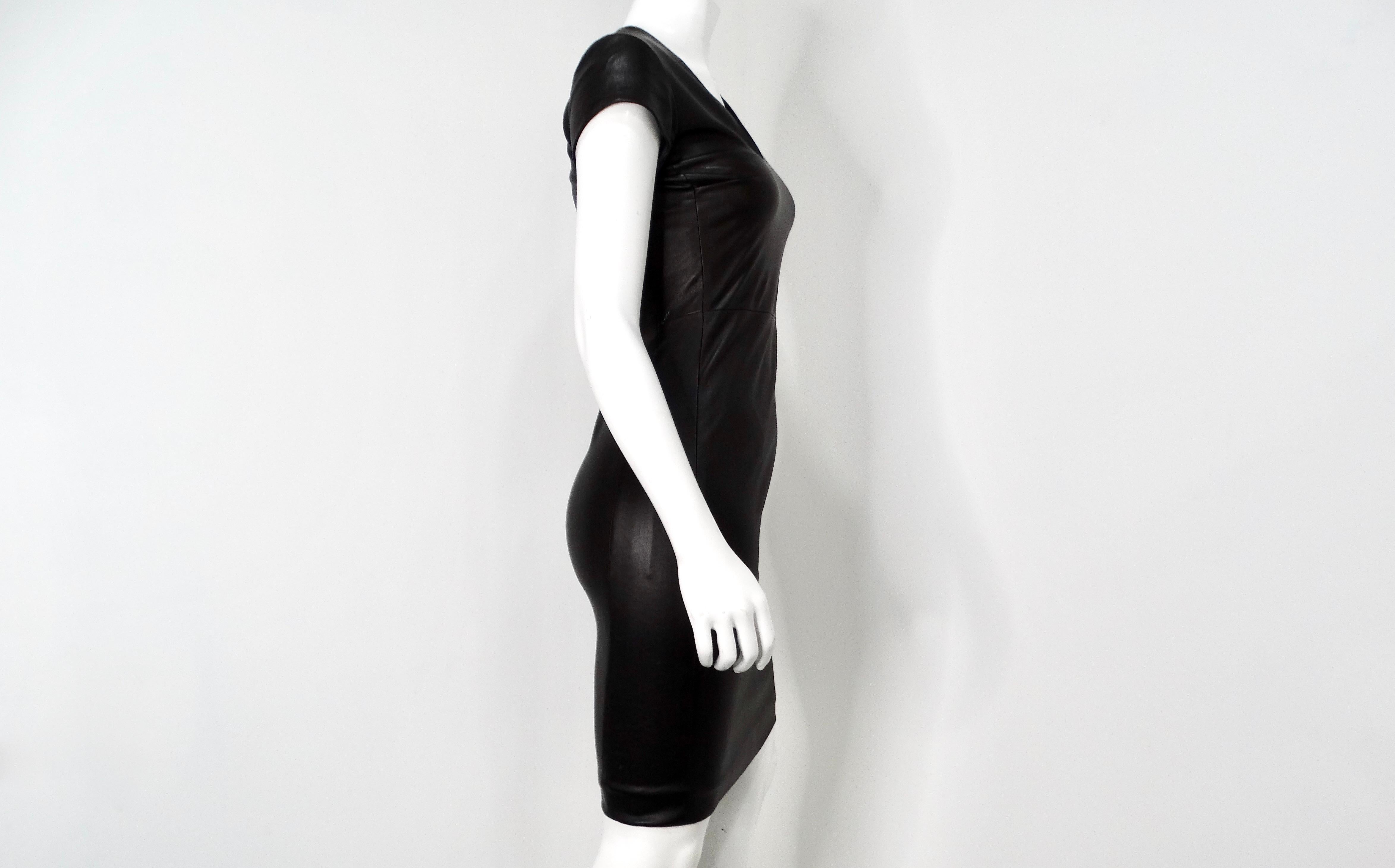 The Row Black Lambskin Leather Mini Dress im Angebot 3