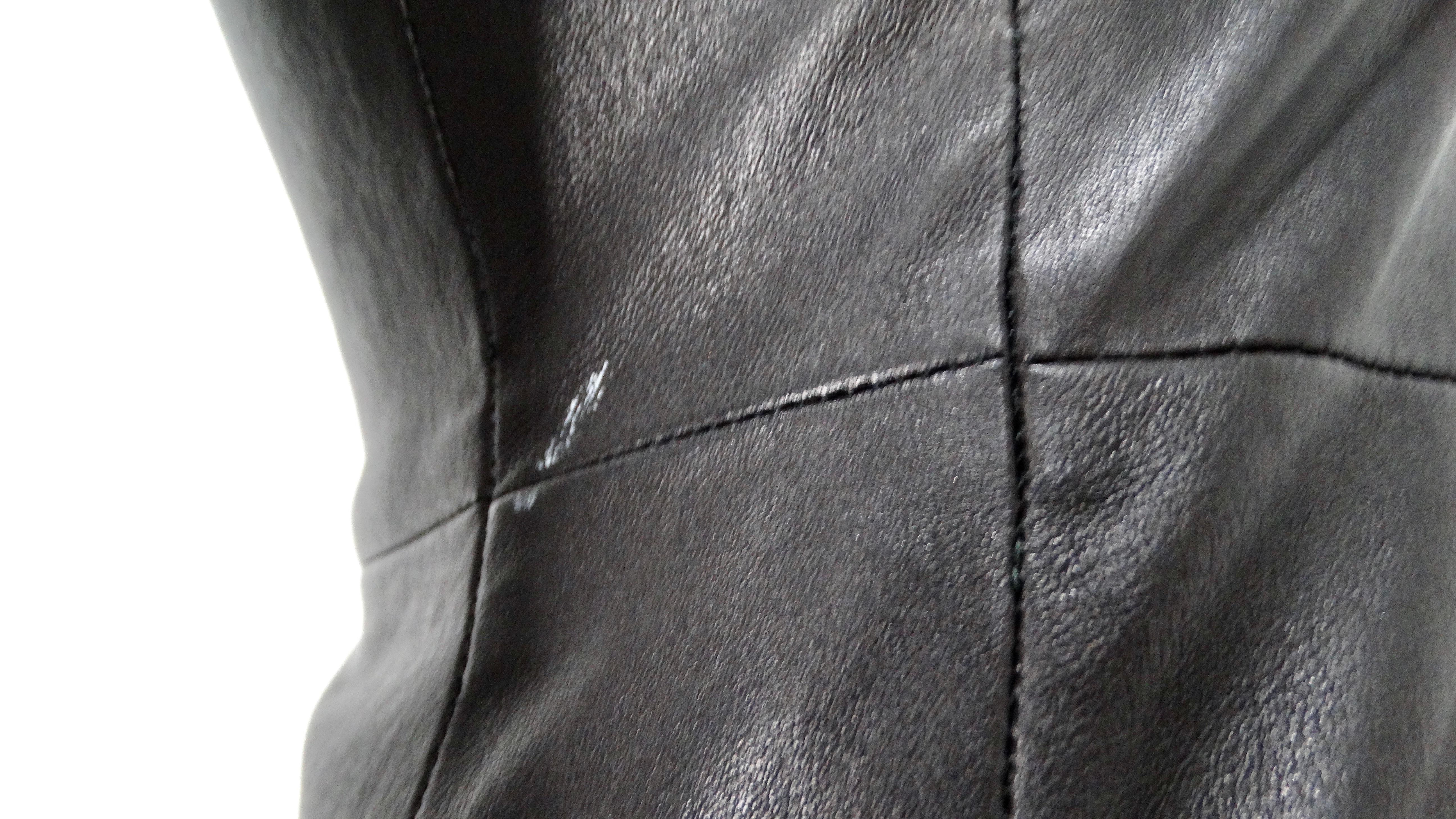 The Row Black Lambskin Leather Mini Dress im Angebot 4
