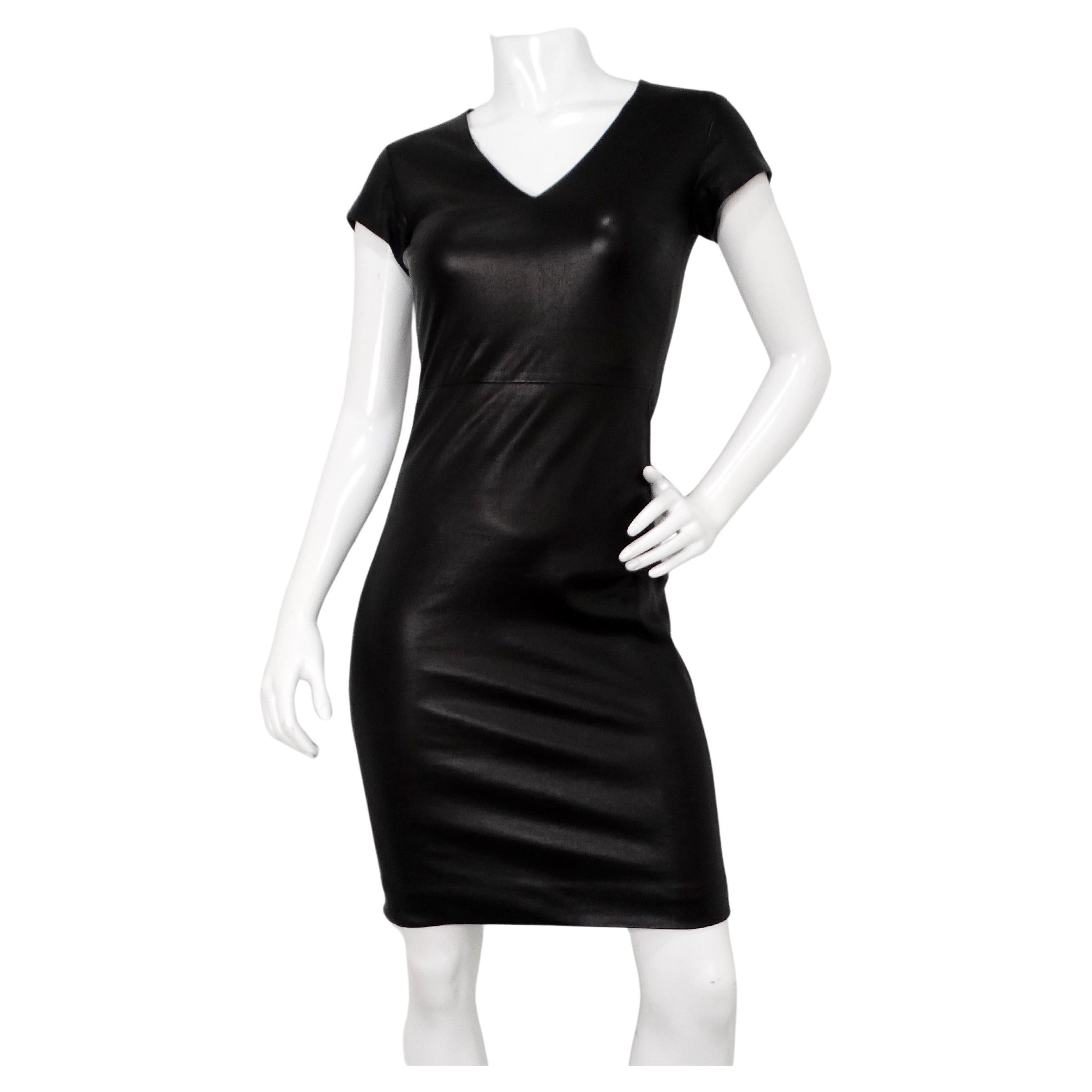 The Row Black Lambskin Leather Mini Dress im Angebot