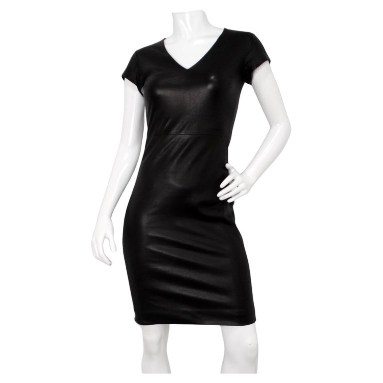The Row Black Lambskin Leather Mini Dress at 1stDibs