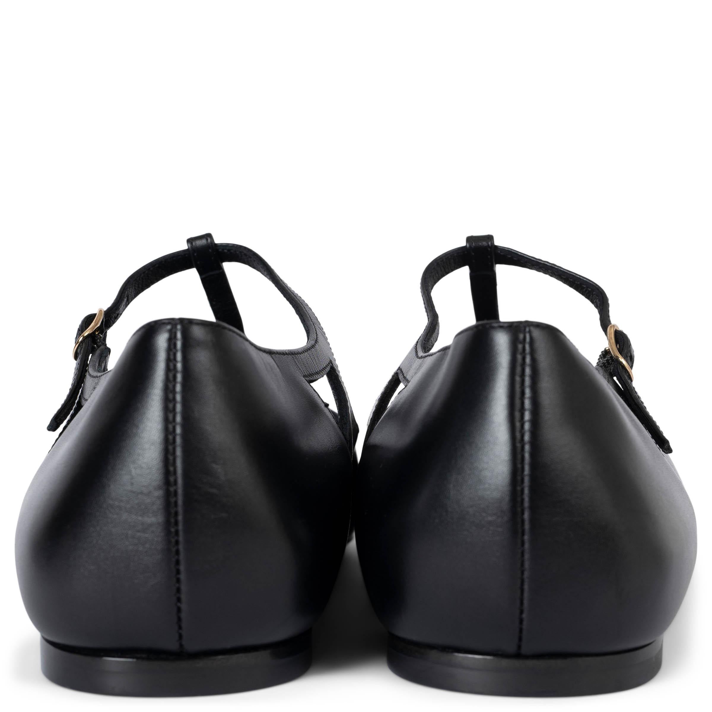 THE ROW black leather 2023 CYD T-STRAP MARY JANE Flats Shoes 40 In New Condition In Zürich, CH