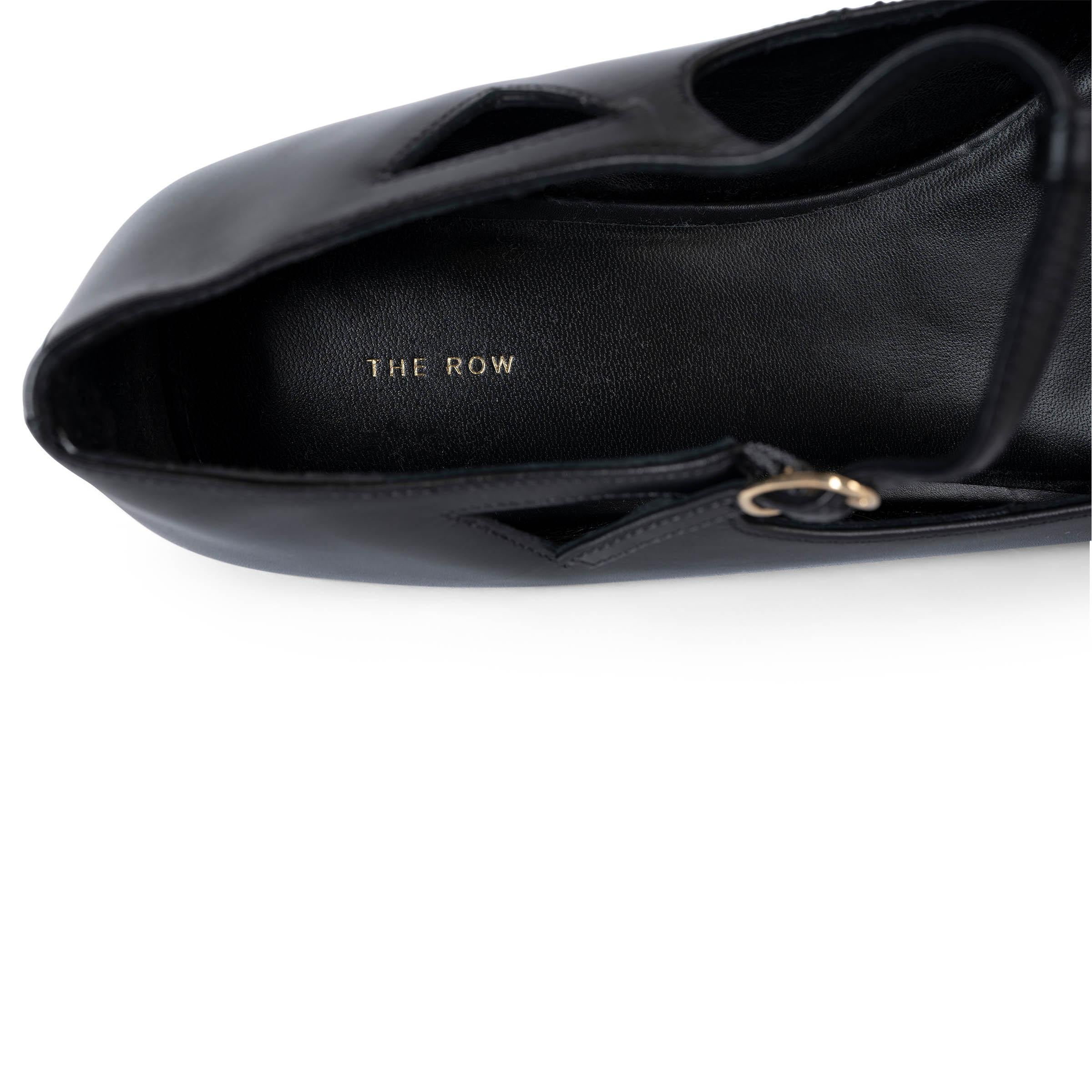 THE ROW black leather 2023 CYD T-STRAP MARY JANE Flats Shoes 40 1