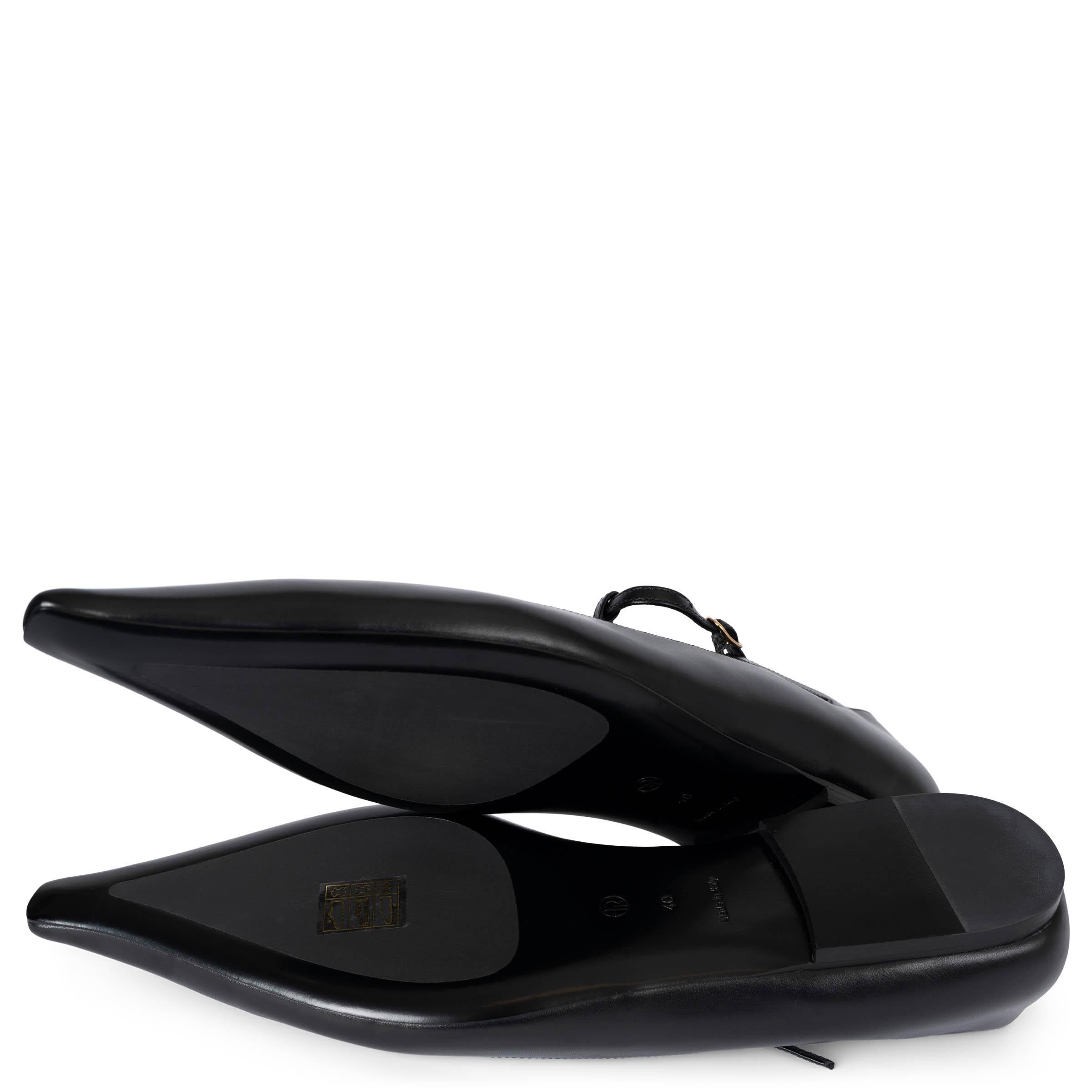 THE ROW black leather 2023 CYD T-STRAP MARY JANE Flats Shoes 40 2