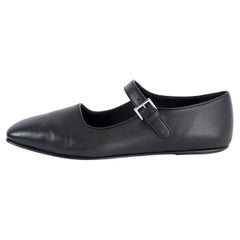 THE ROW black leather AVA MARY JANE Flats Shoes 38