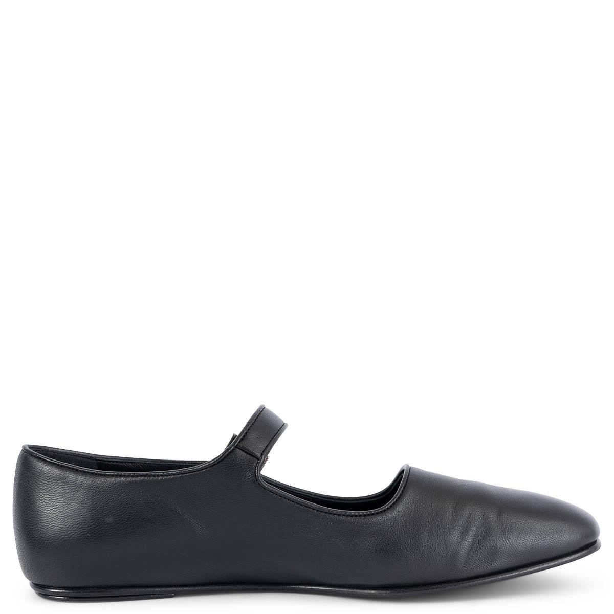 Black THE ROW black leather AVA MARY JANE Flats Shoes 38.5