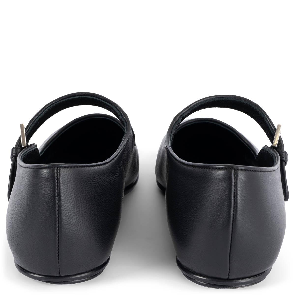 THE ROW black leather AVA MARY JANE Flats Shoes 38.5 In New Condition In Zürich, CH