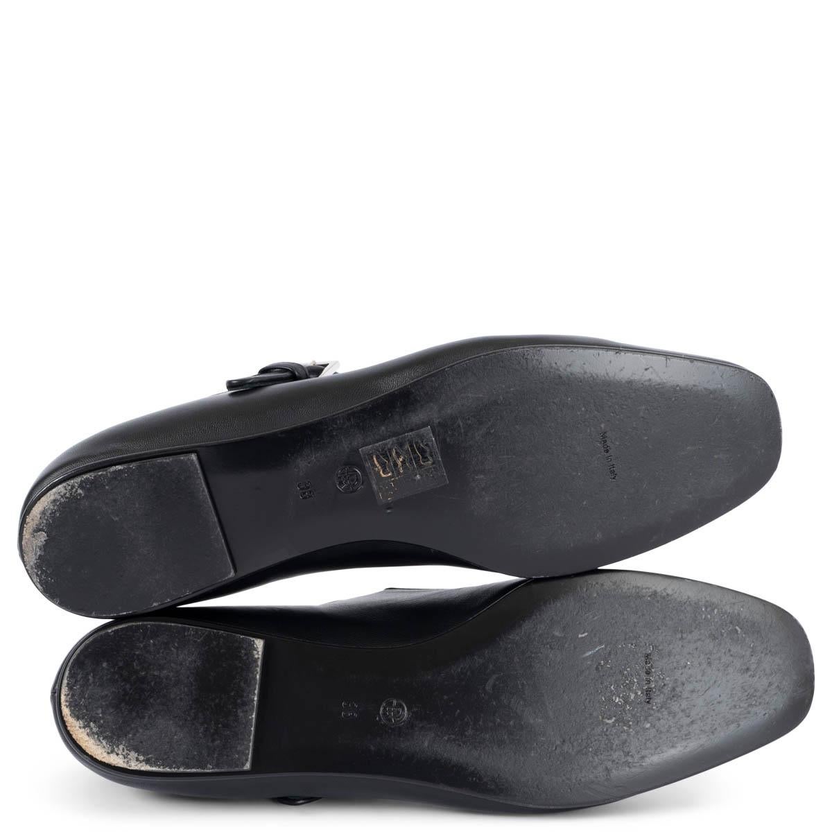 THE ROW black leather AVA MARY JANE Flats Shoes 38.5 1