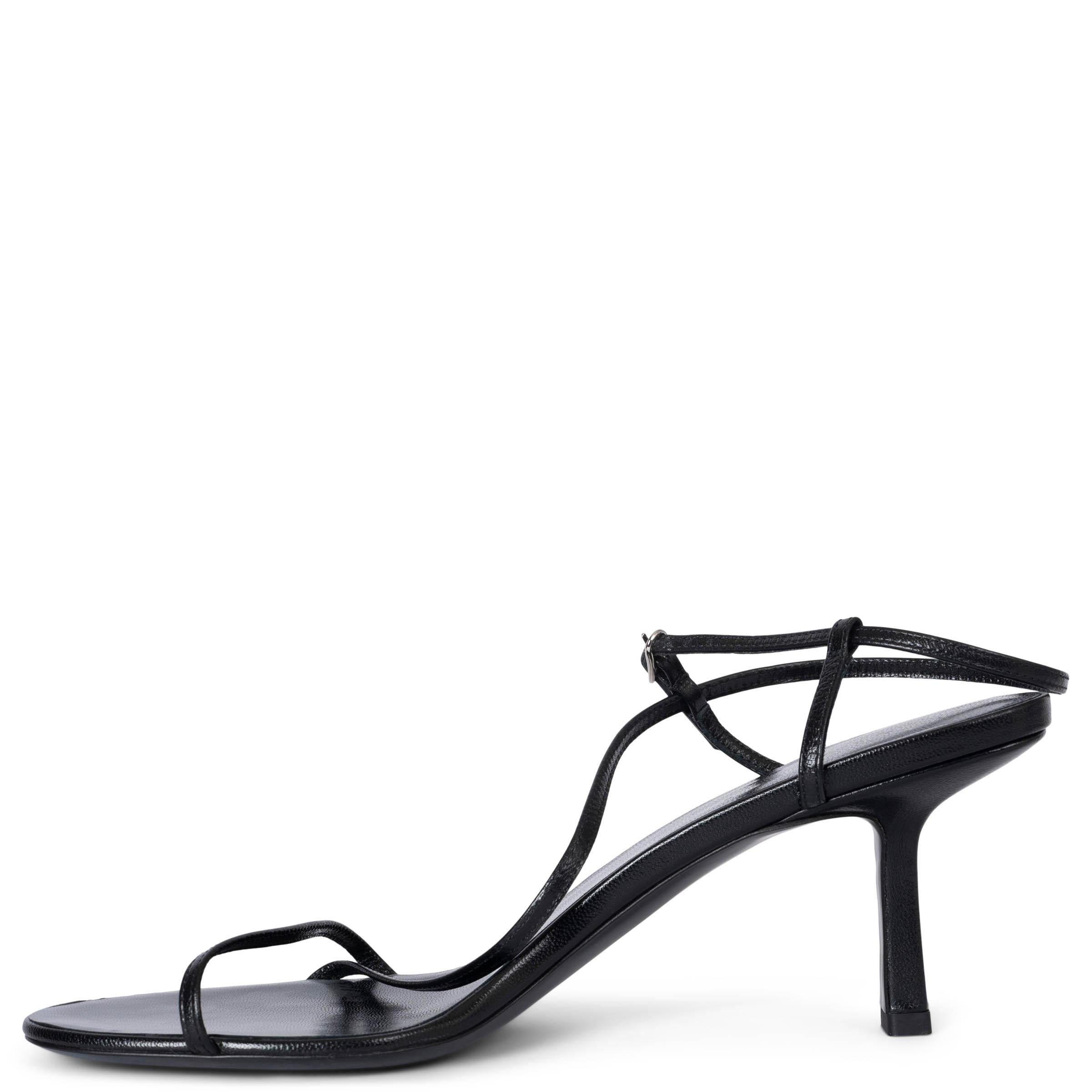 Black THE ROW black leather BARE Strappy Sandals Shoes 38 For Sale