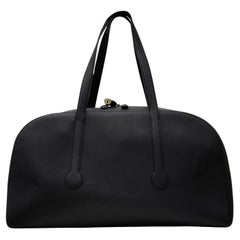 The Row Black Leather Bowling Bag with Silver Hardware & Charm