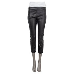 THE ROW black leather CROPPED SLIM Pants 8 M